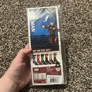 NWT New In Packaging Marvel Iron Man Socks Sock Size 10-13
