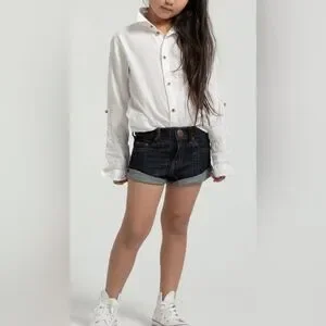 NWT One Teaspoon Kids Girls Bandits Low Waist Denim Shorts- Color Raw - Size 4/5
