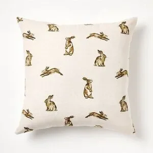 NWT Oversized Printed Bunny Square Throw Pillow Linen/Brown - Threshold