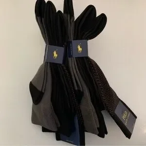 NWT. POLO RALPH LAUREN Men’s Assorted 6 Pack Bird's Eye Socks