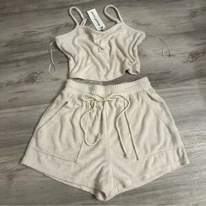 NWT Pretty Garbage Terry Crop Top & Shorts Set Size Medium