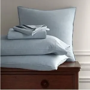 NWT Ralph Lauren- Blue Workshirt Chambray King Flat Sheet Bedding