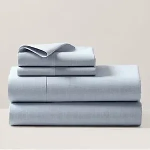 NWT Ralph Lauren- Blue Workshirt Chambray King Flat Sheet Bedding