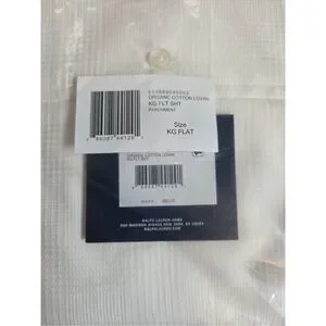 NWT Ralph Lauren-Organic Cotton Lovan Jacquard King Flat Sheet Parchment Bedding