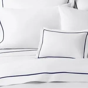 NWT Ralph Lauren Organic Palmer Percale Navy Blue White King Flat Sheet Bedding