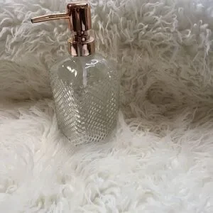 NWT Rose Gold & Bubbled Glass Soap Dispenser