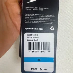 NWT Speedo Black Chlorine Resistant Swimwear