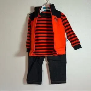 NWT Sweet & Soft Boy’s 3 Piece Basketball Set (Orange Vest Shirt & Jeans) 24M