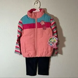 NWT Sweet & Soft Girl’s 3 Piece Set (Pink Vest Long Sleeve Shirt & Pants) 18M
