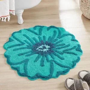 NWT The Pioneer Woman Flower Round Teal Bath Rug 26" x 26"