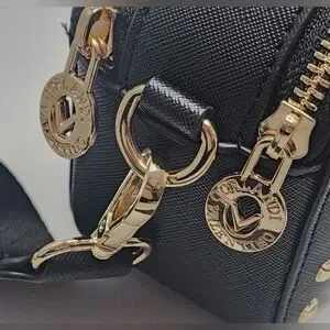 NWT Valentino Orlandi Black Studded Camera Crossbody Bag