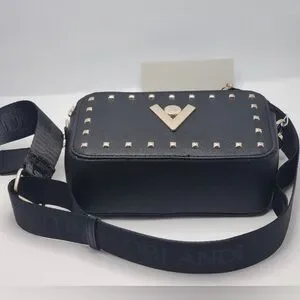 NWT Valentino Orlandi Black Studded Camera Crossbody Bag