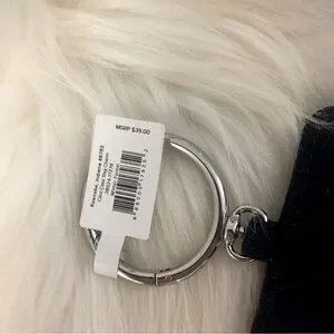 NWT Vera Bradley Embroidered Doves Card Case Bag Charm Keyring Navy Blue White