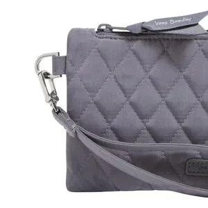 NWT Vera Bradley Quilted Microfiber RFID Tech Phone Wallet Wristlet Carbon Gray