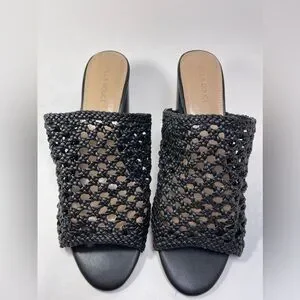 NWT VILLA ROUGE Pattie Woven Vegan Leather Shoes Size 9M Black