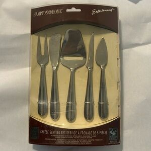 NWT VTG Hampton Home 5 Piece 7" Cheese Serving Set Stainless Steel