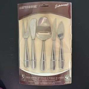 NWT VTG Hampton Home 5 piece 7" Cheese Serving Set Stainless Steel