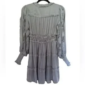 O.p.t Ruffle Pleated Tiered Dress Size Small Long Sleeve