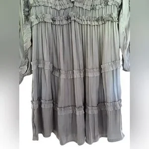 O.p.t Ruffle Pleated Tiered Dress Size Small Long Sleeve