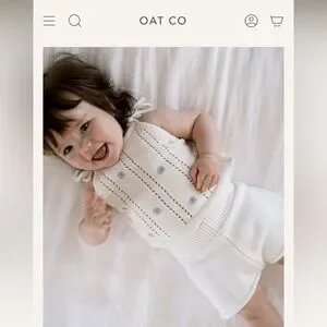 OAT & CO Baby Knit Top 0-6M –Heirloom Tank 'Blue Daisy' Embroidery