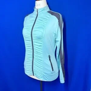 •BOSTON PROPER• Blue & Grey Athletic Activewear Jacket Size Medium