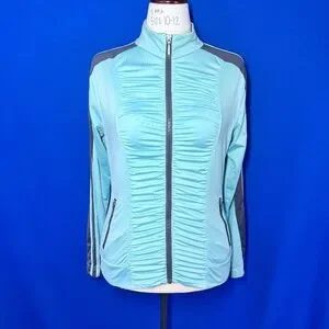 •BOSTON PROPER• Blue & Grey Athletic Activewear Jacket Size Medium