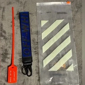 OFF-WHITE Lanyard Keychain Industrial Clasp Blue And Black With New Zip-Tie