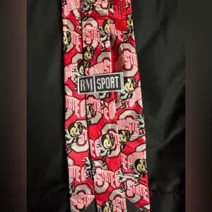 Ohio State University Buckeyes Brutus Red Mens Neck Tie Silk RM Sport
