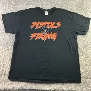 Oklahoma State Cowboys Shirt Mens Extra Large Black Orange Pistols Firing OSU