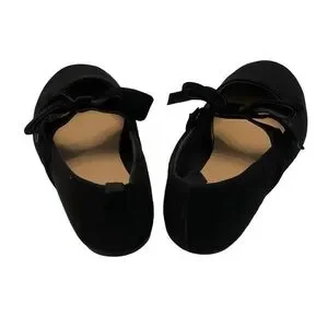 Old Navy Black Kids Faux Suede Dress Shoes With Velvet Bow Straps Girls 11T
