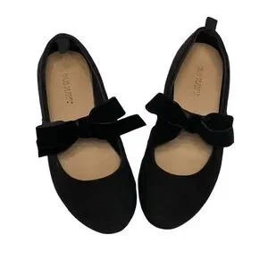 Old Navy Black Kids Faux Suede Dress Shoes With Velvet Bow Straps Girls 11T