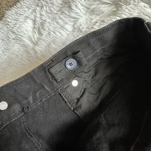 Old Navy High Rise Slouchy Straight Jean Shorts New Black Distressed Girls Sz 14