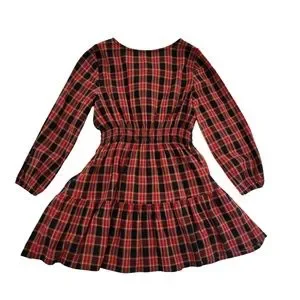 Old Navy Long Sleeve Ruffle-Trim Tiered Dress Girls Medium 8 Red Plaid NWOT NEW