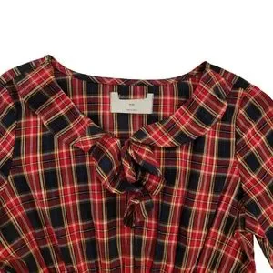 Old Navy Long Sleeve Ruffle-Trim Tiered Dress Girls Medium 8 Red Plaid NWOT NEW