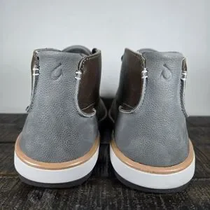 Olukai Kalia Puki Mens Size 8 Lace Up Boots Shoes Gray Leather 10441-6Z6Z