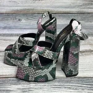 OMINE Women’s 6.5 Platform Heels – Purple/Silver/Green/Black – Size 11