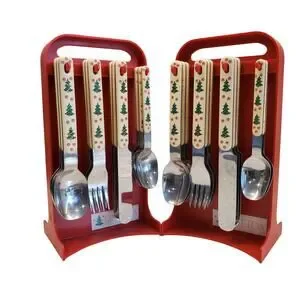 Oneida Holiday Colormates 46 Piece Set Plus Portable Caddy Christmas Flatware