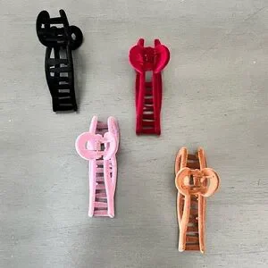 Orchid Pink Purple Bow Flocked Velvet Coquette Girl 4" Lobster Claw Hair Clip