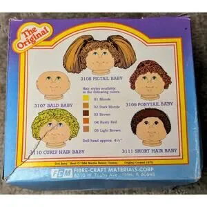 ORIGINAL DOLL BABY DOLL HEAD 3108 BLONDE PIGTAIL BABY 4.5" Vtg 1984 DIY Handmade