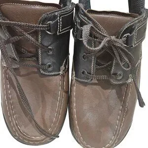 Ortho Feet Mens Leather Deck Shoes Brown & Black Size 14 Wide Width 4E Casual Co