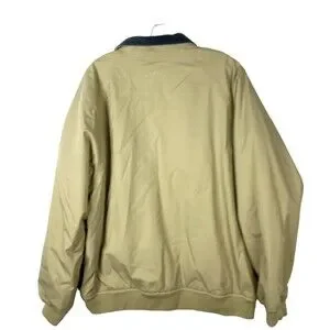Orvis Men's Large Fleece Lined Bomber Jacket/Coat Full Zipper Beige