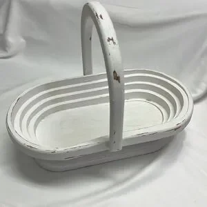 Oval Shaped Upcycled Alabaster Oak Wood Decor Basket Bowl Organizer