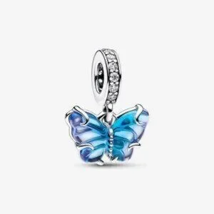 Pandora Blue Murano Glass Butterfly Dangle Charm