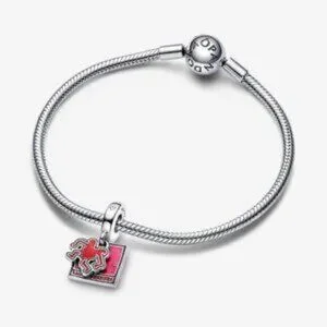 Pandora Keith Haringa X Pandora Walking Heart Double Dangle Charm