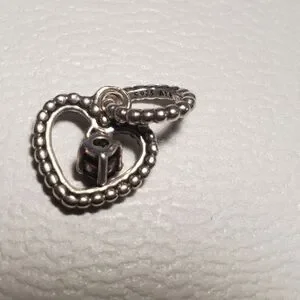 Pandora Navy Blue Beaded Heart Dangle Charm