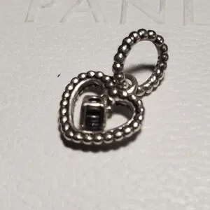 Pandora Navy Blue Beaded Heart Dangle Charm