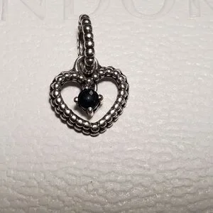 Pandora Navy Blue Beaded Heart Dangle Charm
