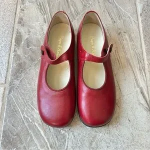 Papo D’Anjo Classic Burgundy Red Girls’ Leather Mary Jane Size 34 EU 3 US
