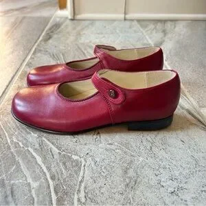 Papo d’Anjo Classic Burgundy Red Girls’ Leather Mary Jane Size 34 EU 3 US
