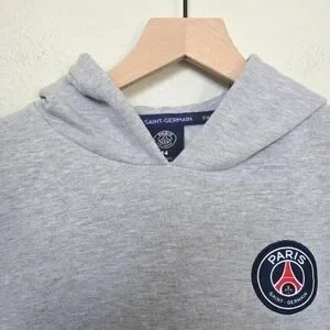Paris Saint Germain Fleece Patch Hoodie Gray Boys Size 14